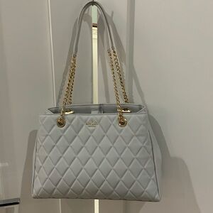 Kate Spade Elegant Gray Quilted Tote Bag